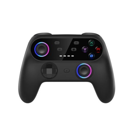 Helt sort NSpro trådløs gamepad til Nintendo Switch med RGB-ambientebelysning, kompatibel med PS3, Android, iOS 13+, Bluetooth-controller