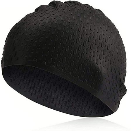 Traling Svømmehette Voksen, Silikon Svømmehette For Menn Og Kvinner Damer Langt Hår, Vintage Retro Stil Badehette, Hold Håret Tørt Svart 1stk