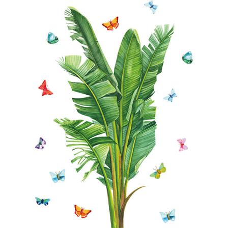 Stykke Tropisk Skilpaddeblader Veggklistremerke Avtakbar Veggdekor for Stue Soverom Kontor Klasserom Hjemmedekorasjon (Tropisk plante sommerfugl)