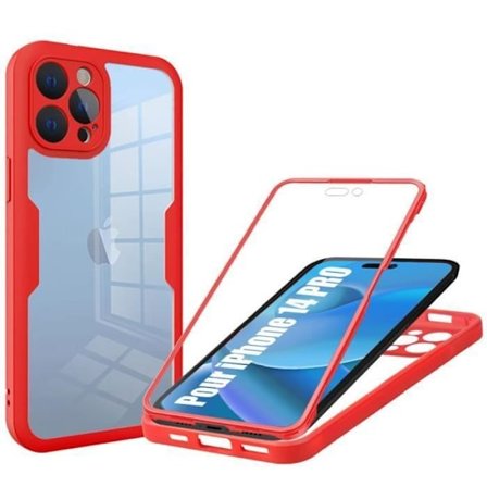 Coque Intégrale - PROSHOP - för iPhone 14 Pro - Hybride Rigide - Röd - Skydd 360°