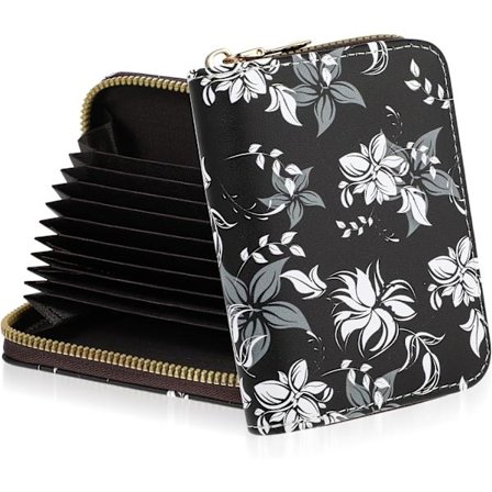 Kreditkortholderpunge til kvinder, læder lynlås kortetui lille kortetui pung visitkortholder til kredit- eller ID-kort kørekort