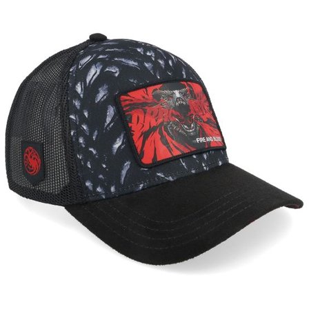 Capslab - Svart trucker Keps - Game Of Thrones Fire And Blood Black A-Frame Trucker @ Hatstore