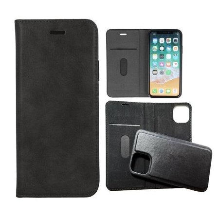 iPhone 11 PRO - Forever Gamma 2i1 Äkta Läder Mobilplånbok Svart