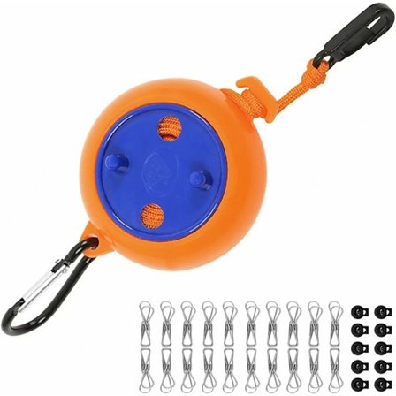 Inntrekkbar klesvask, bærbar camping klesvask 8m, utendørs klesvask, med stabil feste spenne + klips, for innendørs utendørs camping