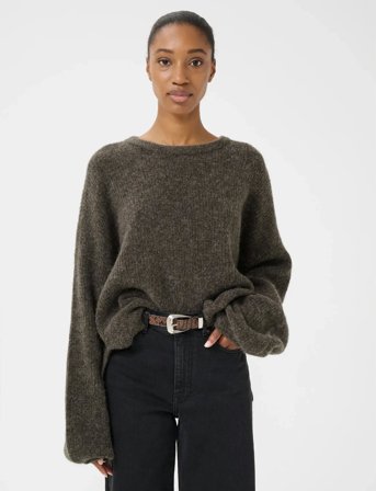 Gestuz Gzalpha Slit Pullover Noos - Khaki green - S