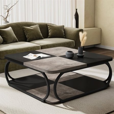 Soffbord med avlastningshylla 100x100cm