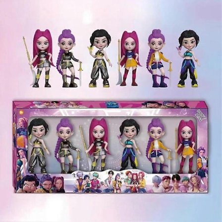 6 stk. K-POP Demon Hunters Actionfigurer - Supersød koreansk idol samlerfigursæt, perfekt til dukkehus-tilbehør