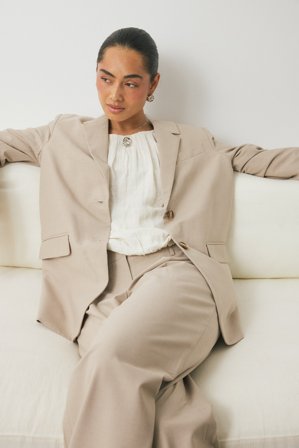 NA-KD - Oversized melert blazer - Kontorklær - Beige - EU 44