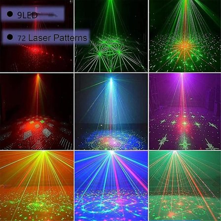 DJ Scen Party Disco Ljus Laserprojektor 9LED Röd Grön Blå Blixt Strobe Julhelg Part-WELLNGS
