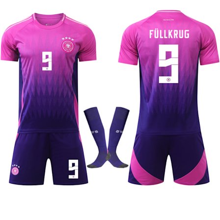 24-25 Tysk Bortedrakt Lilla NO.9 FULLKRUG Drakter Barn Voksen Fotballutstyr med Sokker