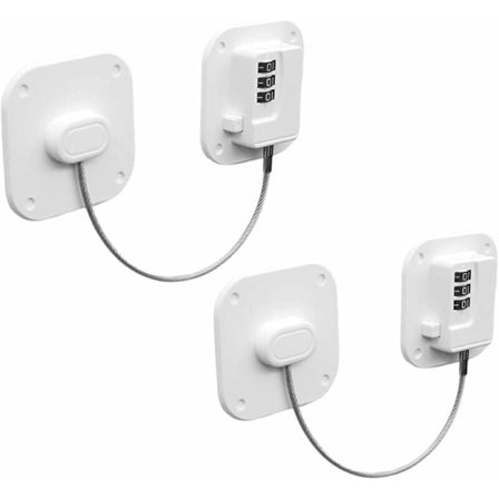 Hvit 2 kjøleskaplås med kode, kjøleskap hengelås for barn, lim kombinasjon kjøleskaplås, sikkerhetslås for kjøleskapdør vindu skap skap