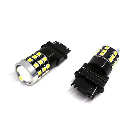 2 kpl LED-lamppu 3156, P27W 12-24V CANBUS 1400lm valkoinen linssi kanssa