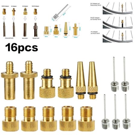 16 stk. sæt ventiladapter cykelventiladapter cykelventiladapter sæt Z