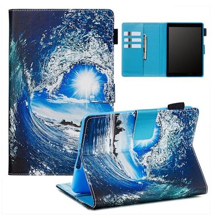 Amazon Kindle Paperwhite 4 (2018) / Kindle Paperwhite mönstrat flipfodral i läder - Havsvåg