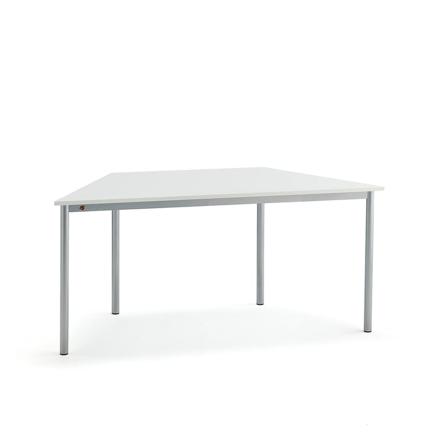 Bord BORÅS TRAPETS, 1600x800x720 mm, hvid laminat, aluminiumsgrå