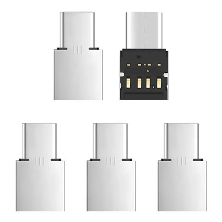 5 stk Ultra Mini Type-C USB-C til USB 2.0 OTG-adapter for mobiltelefon, nettbrett og USB-kabel og flash-disk