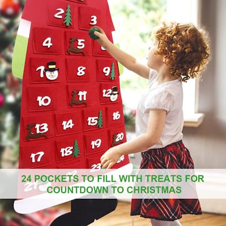 Julekalender til at fylde Børn DIY Julemand Julekalender med 24 Lommer Filt Julekalender Julemand, til Julegave