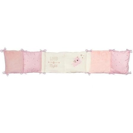 DOMIVA Jolly Bed Bumper - 100 % polyester mikrofiber - Anpassningsbar - Vit/Rosa - 30 x 180 cm