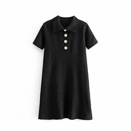 Naisten hame syksy ja talvi A-linjainen lyhythihainen neulemekko