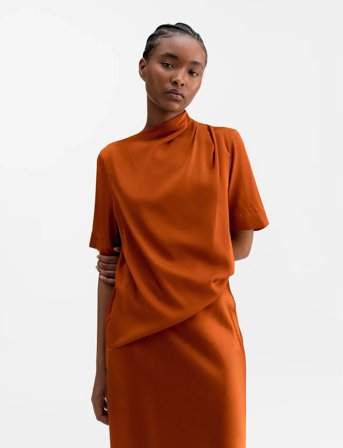 Ahlvar Gallery Lima Silk Tee - Orange - S