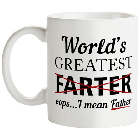 Verdens Bedste Prutter...Ups, Jeg Mener Far - Sjovt Keramisk Kaffekrus, 350ml, 8.2x9.5cm, Perfekt til Far