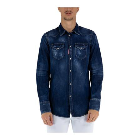 Dsquared2 - Skjortor - Blå - Herr - Storlek: L, Herr, Storlek: L