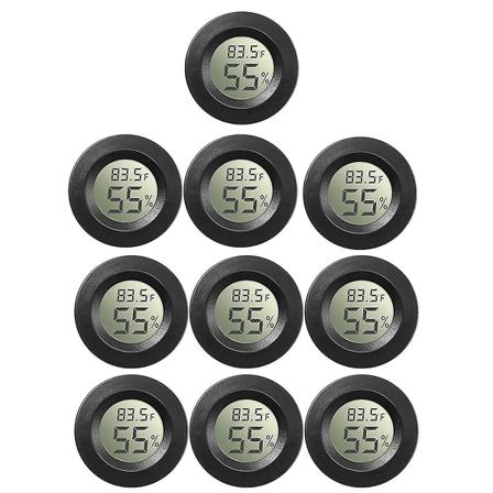 10 kpl Mini-hygrometrit lämpömittari digitaalinen Lcd-näyttö kasvihuoneelle vauvanhuoneelle matelijalle inkubaattorille (FMY) Black