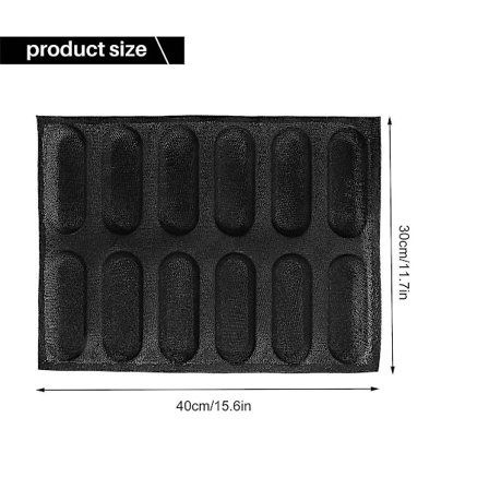 12 reikää silikoni - tarttumaton rei'itetty ranskanleipämuotti, hot dog -muotit, leivonta-alustat M