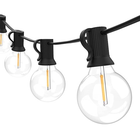 LED-lyslenke utendørs, hagelyslenke med 2 reservepærer, innendørs/utendørs lyslenke for hage, terrasse, bryllup, fester, varm hvit