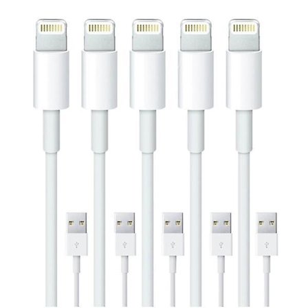 5-pak 2M -Lightning oplader kompatibel med iPhone Xs/ Max/X/8/7/6/5SE/5S iOS12