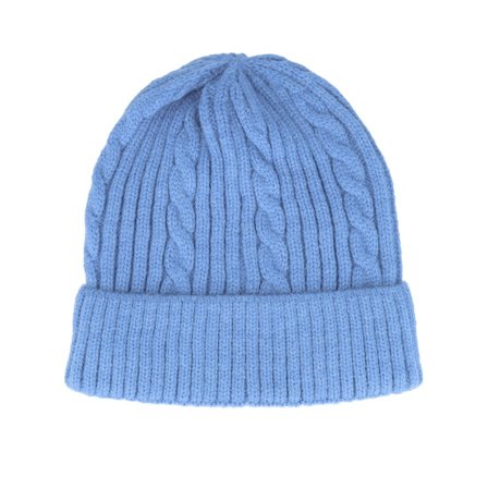 Headster - Blå cuff Beanie - Kids Cable Car Salty Blue Cuff @ Hatstore