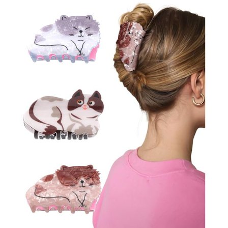 Søde Kat Hårklemmer 3 stk., Små Dyre Klo Klemmer til Kvinder, Hårspænder til Piger, Fødselsdagsfest Tilbehør Gave Sæt