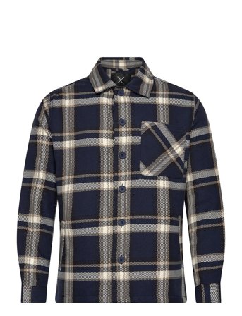 Asher Checked Overshirt Navy Clean Cut Copenhagen