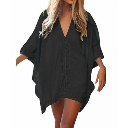 Kvinde Strand Badetøj Svømme Bikini Badetøj Oversized Cover Up --- Sort
