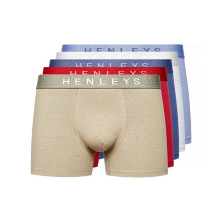 Henleys Mens Motley Boxer Shorts (5-pack) L Multifärgade