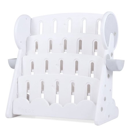 4-lags børnebogreol med opbevaringskasser, vendbar hylde