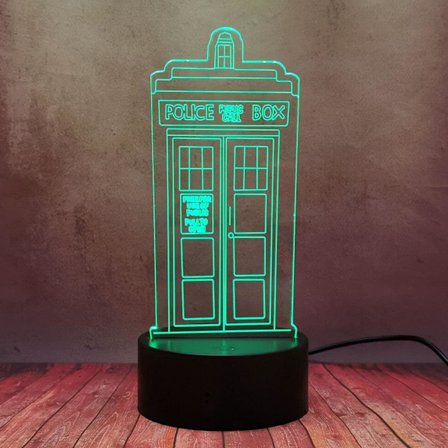 3D LED-yövalo Poliisiboksi Tardis Kosketus- ja Kaukosäädin 16 Värillä Gradientti ja Vilkku Luova Puhelinkoppi Työpöytälamppu