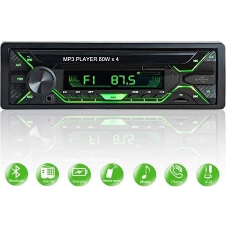 Bilradio Bluetooth FM Stereo Radio 60W x 4 MP3-spiller Håndfri Bilstereo Støtte USBSDTFAUX + Fjernkontroll