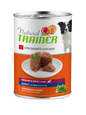 Natural Trainer Cibo Umido Manzo/Riso Per Cani Adulti Taglia