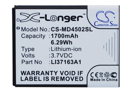 Batteri til SmartPhone, Mobil til Medion Life E4502, MD 98907, MD98907 og andre.