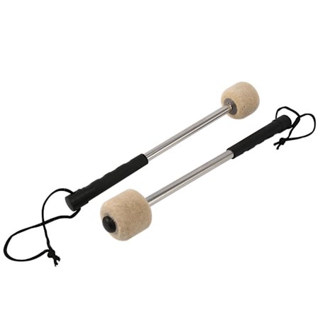 2 stk. Trommestikker med filt hoved, slagtøjsstokke, paukestikker med rustfrit stål håndtag, hvid
