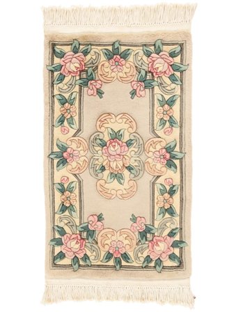 Håndknyttet Kina 90 Line Teppe 53X87 Beige/Oransje