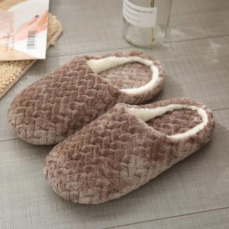 Unisex tofflor blød sula komfortabela halkfria bomuldstofflor Brown 42~43