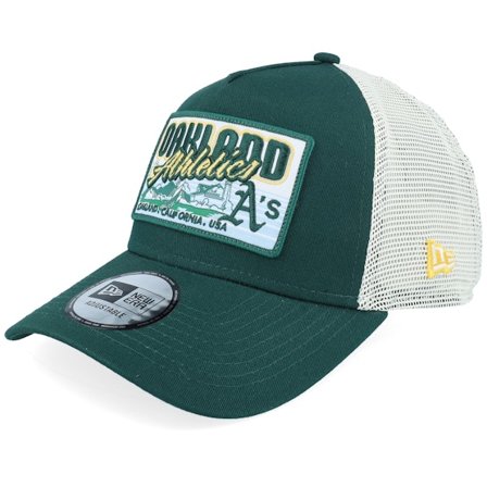 New Era - MLB Grønn trucker Caps - Oakland Athletics MLB Patch Dark Green/White A-frame Trucker @ Hatstore