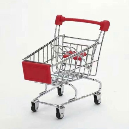 Mini Handlevogn Supermarked Tralle Leker Med Robust Metallramme og Sklisikkert Håndtak for Leke- og Rollespill