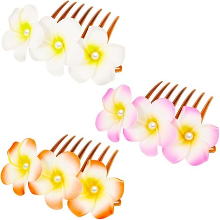 2 stk. 5 cm hawaiianske hårkammer, hawaiianske plumeria hårklemmer med kunst KLB