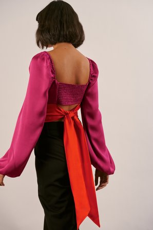 Handpicked x NA-KD Cut Out Satin Blouse - Bluser - Multicolor - EU 36