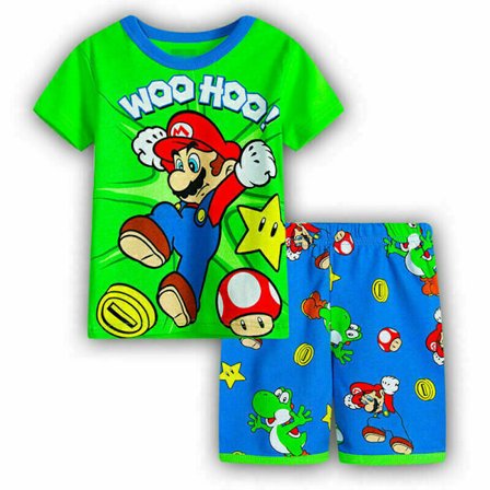 Barn Pojkar Super Mario Pyjamas Kortärmad T-Shirt Shorts Set