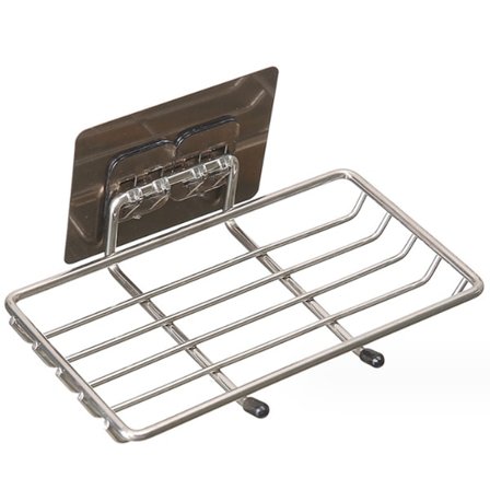 Självhäftande Tvålkopp för Badrumsbänk, Enkel Modern Design Rostfritt Stål Förvaring för Kakel Kvarts, Avtagbar Bekvämlighet (Skadefri)