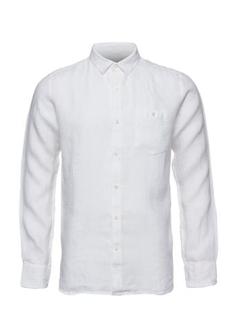 Larch Ls Shirt Skjorte Business Hvid Knowledge Cotton Apparel